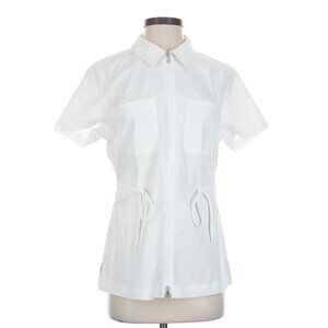 ATHLETA Advantage Cinch tee, Zip up top, Collared, White, Small NWOT